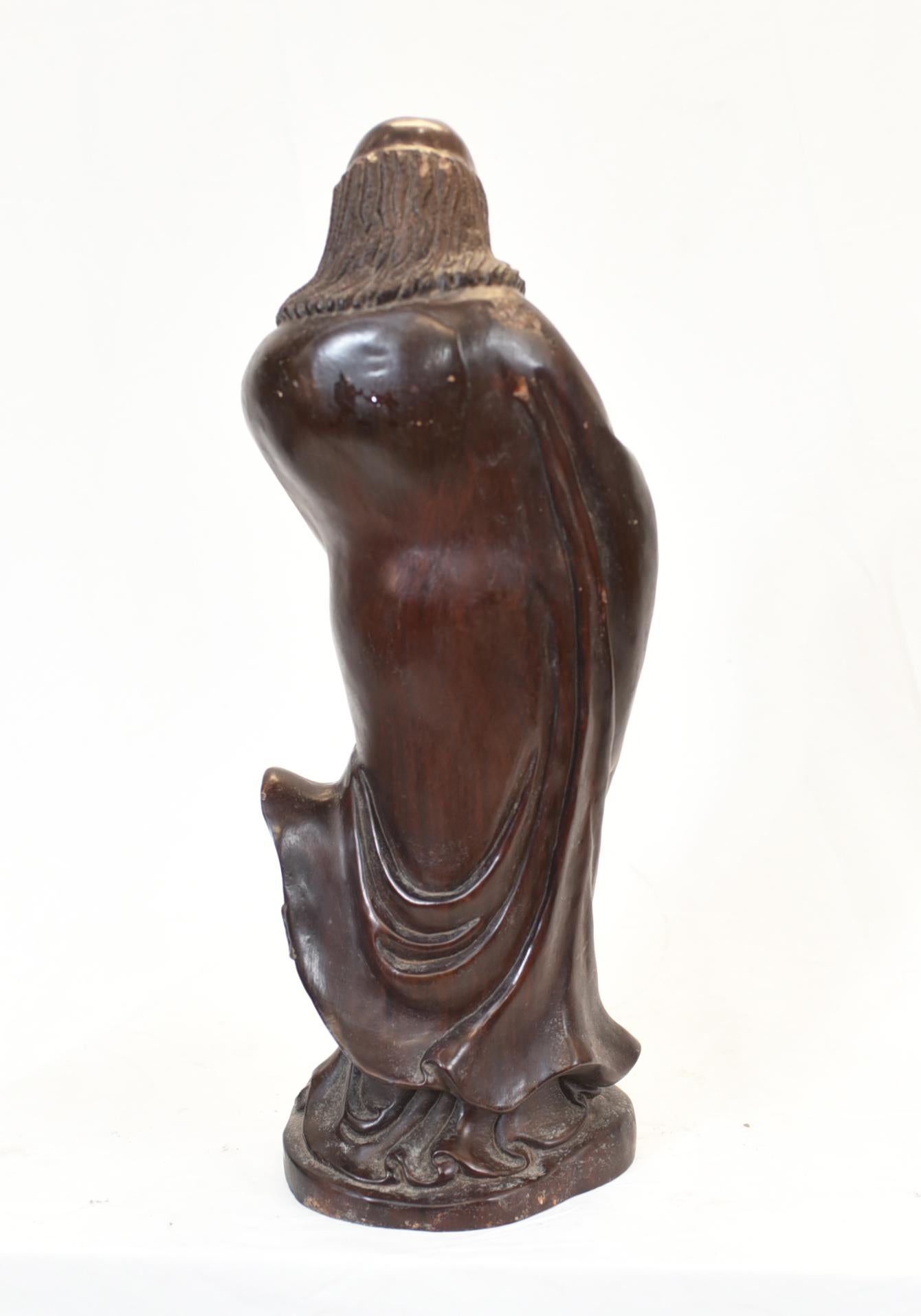 Set Carved Chinese Buddha Statues Antique Hardwood Figurine, 1930 9