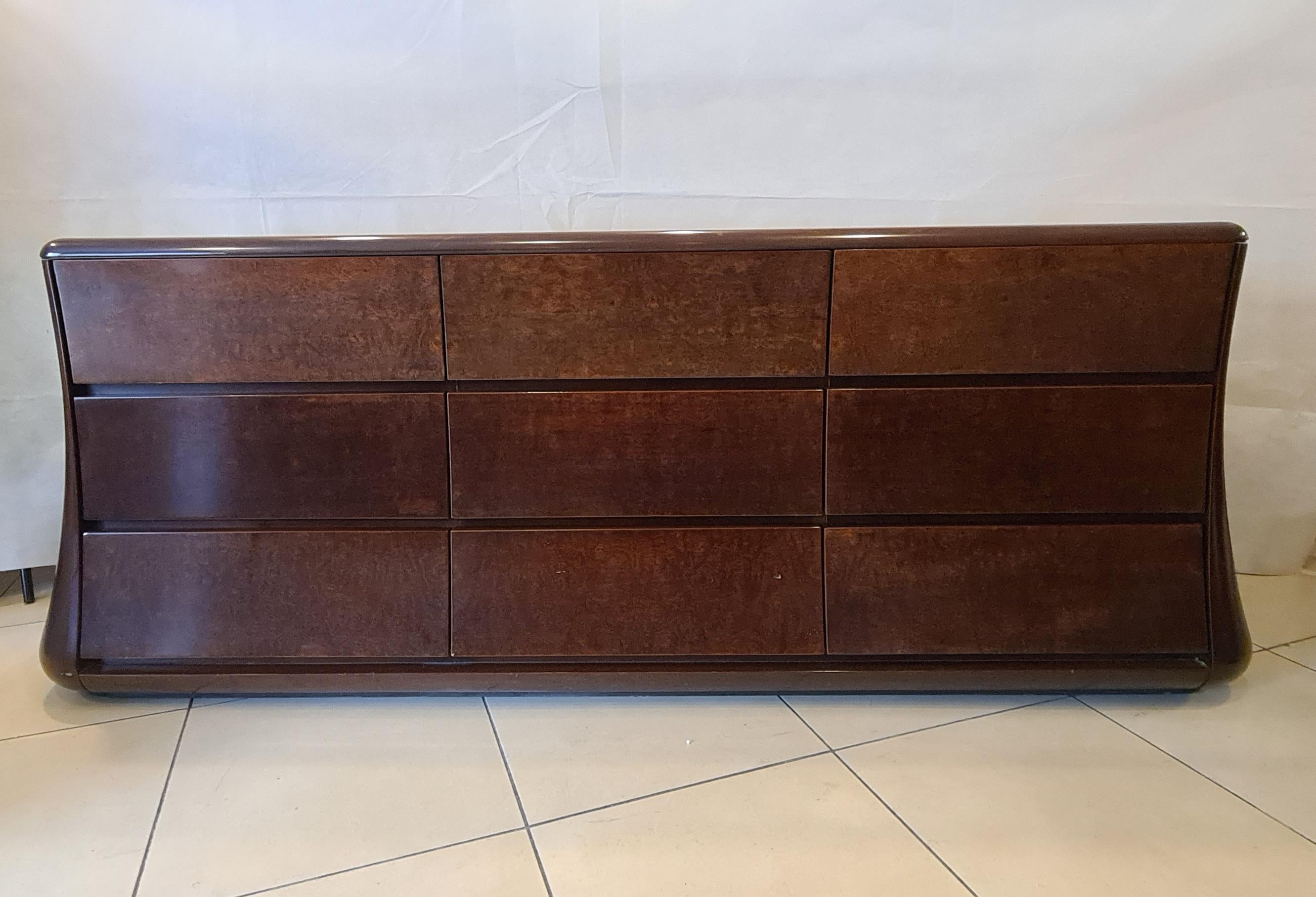 Late 20th Century Luciano Frigerio's 1970s chest of drawers and bedside tables set