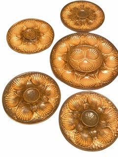 Set Ceramica Long Champ Sei piatti da ostriche o da grandi smerli e un piatto da portata, Francia