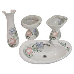 Vintage Set Ceramic Sanitary Ware, Design Antonia Campi Prod, Lavenite Ginori, Italy