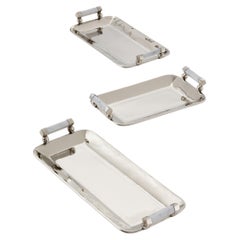 SET CERRO Rectangular Trays , Marble & Alpaca Silver