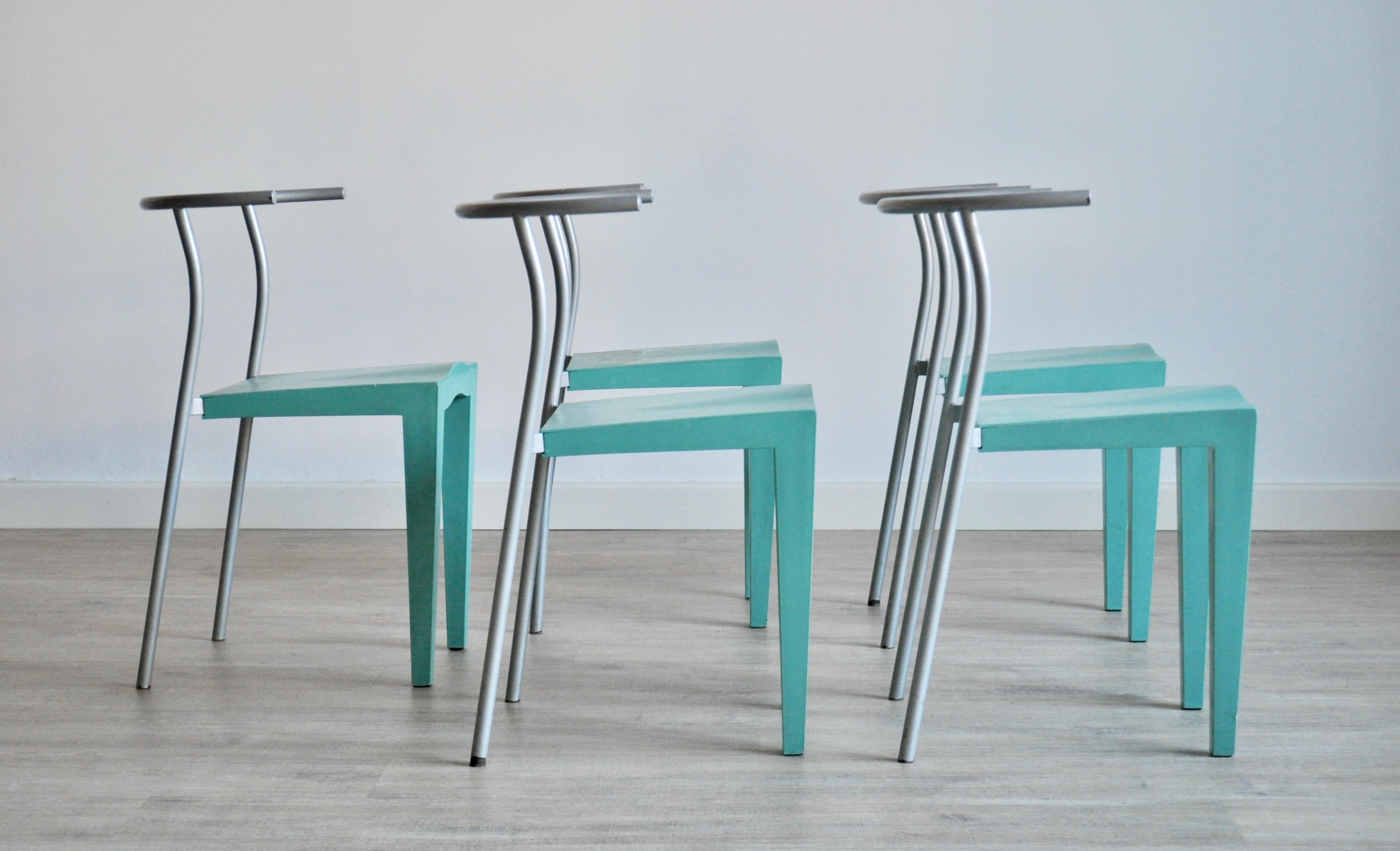 Italian Set of Chair in Plastic and Metal Frame, Philippe Starck for Kartell Italy 1980 For Sale