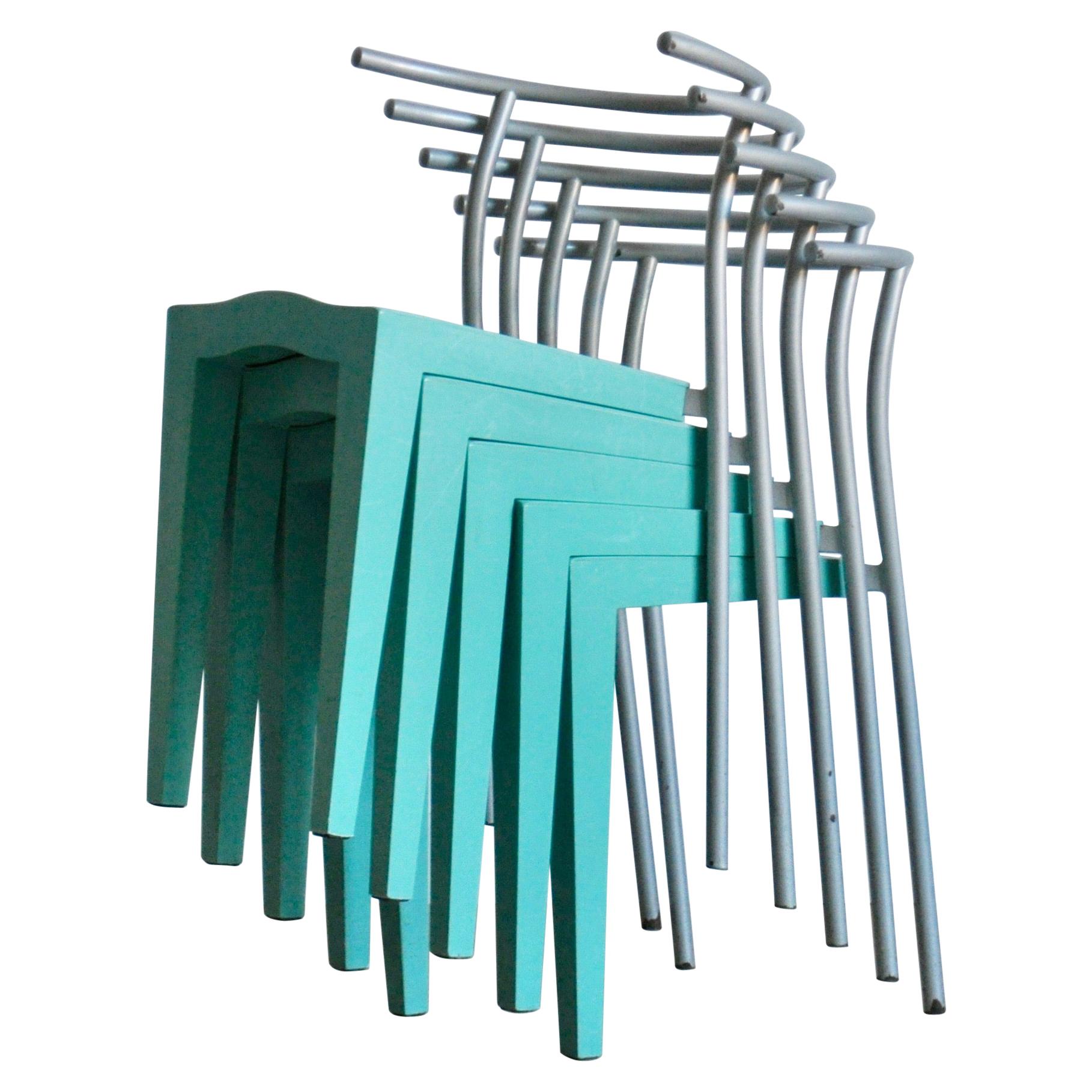 Set of Chair in Plastic and Metal Frame, Philippe Starck for Kartell