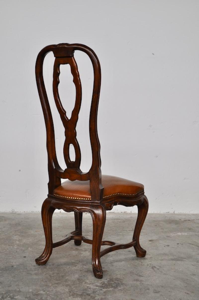 Mid-20th Century Set Chairs in Ashwood Hand Carved with Leather Seats, Italy, 1950s For Sale