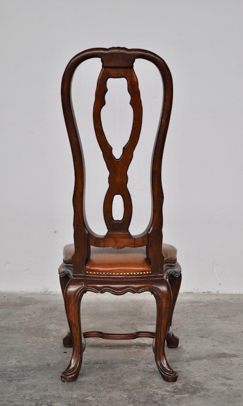 Set Chairs in Ashwood Hand Carved with Leather Seats, Italy, 1950s For Sale 1