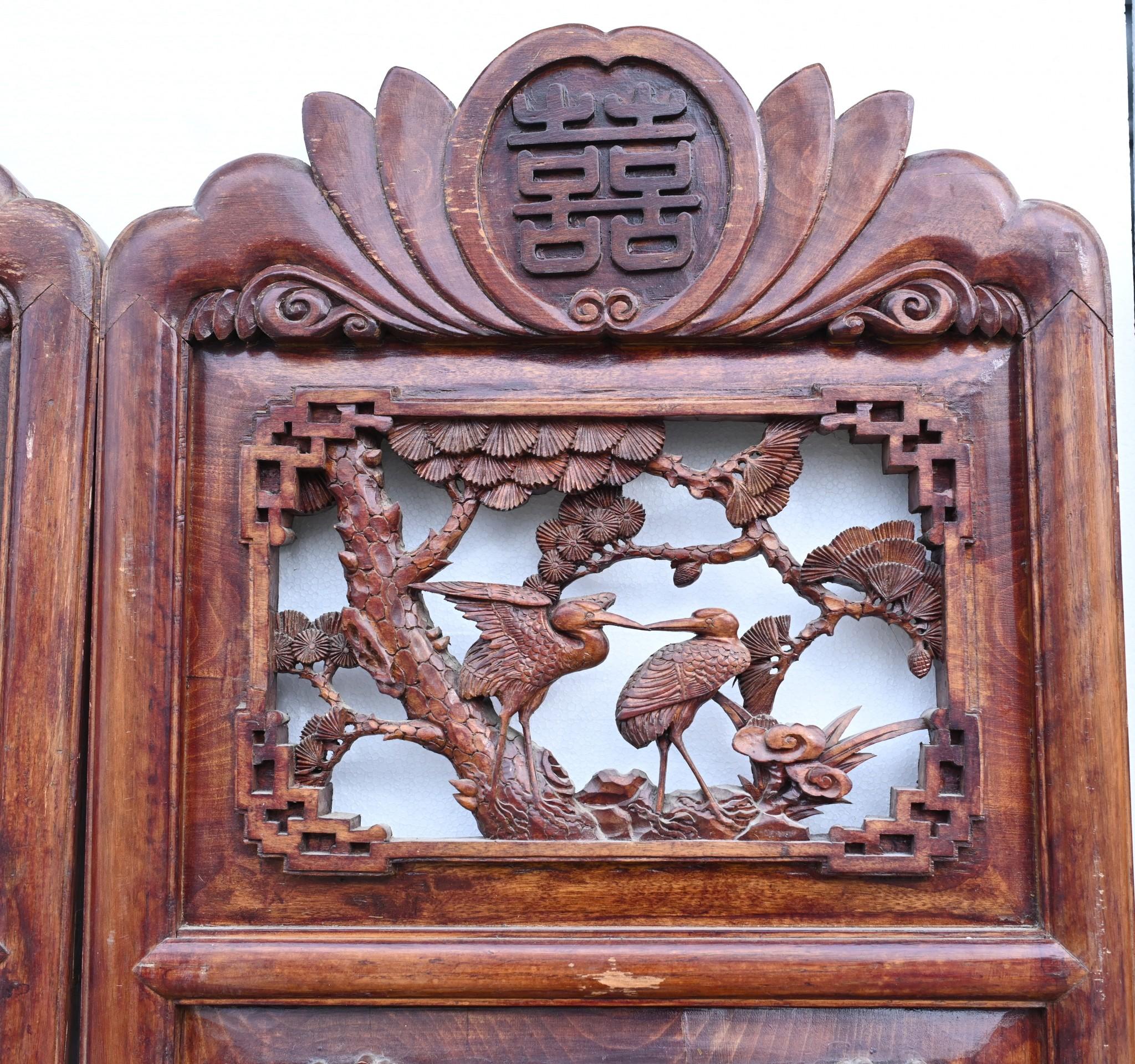 Set Chinese Carved Panels Screen Room Divider 1880 For Sale 9