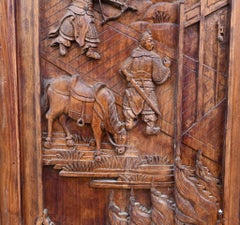 Set di pannelli intagliati cinesi per pareti divisorie 1880