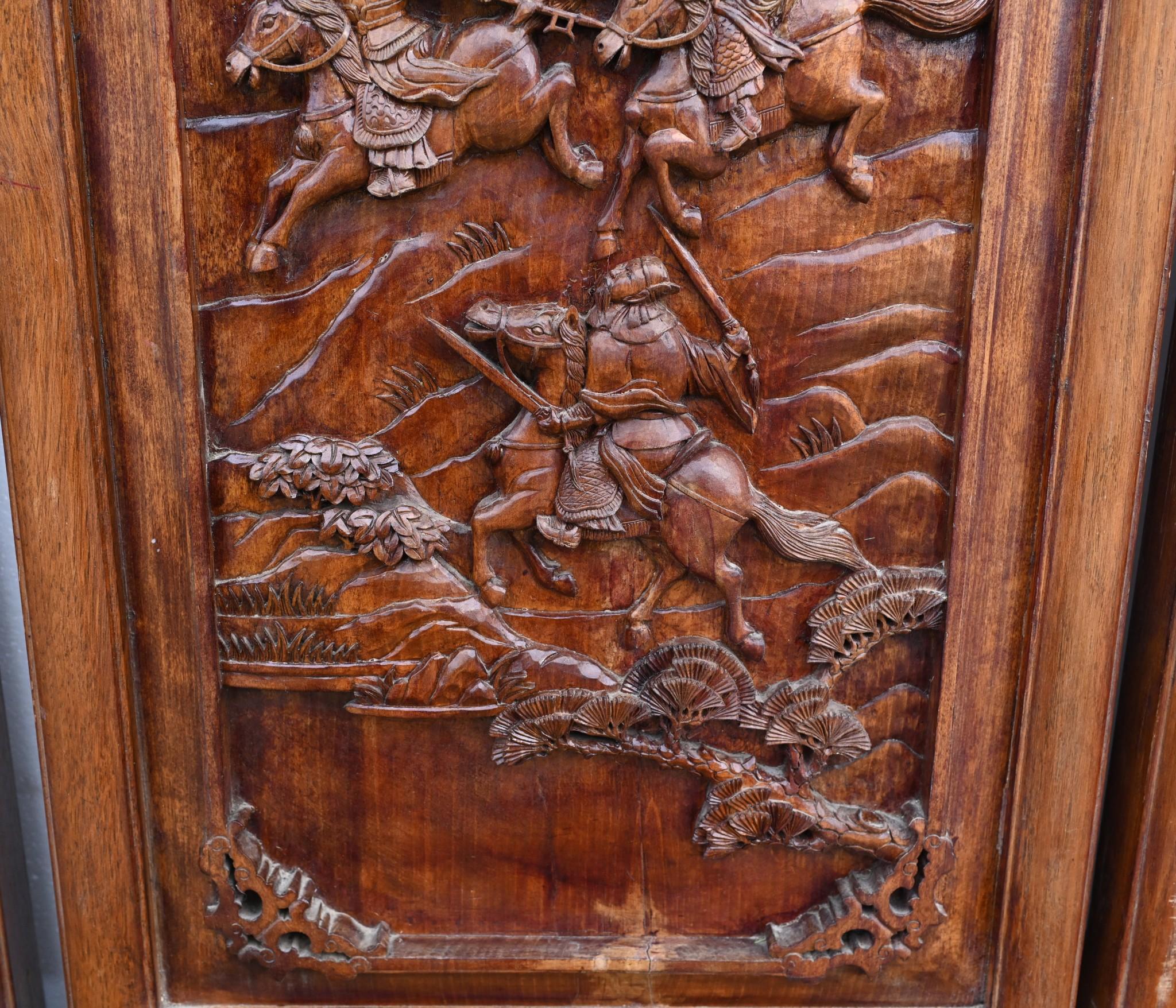 Set Chinese Carved Panels Screen Room Divider 1880 For Sale 1