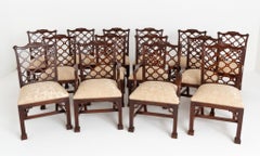 Set Chinese Chippendale Dining Chairs 14 Mahogany