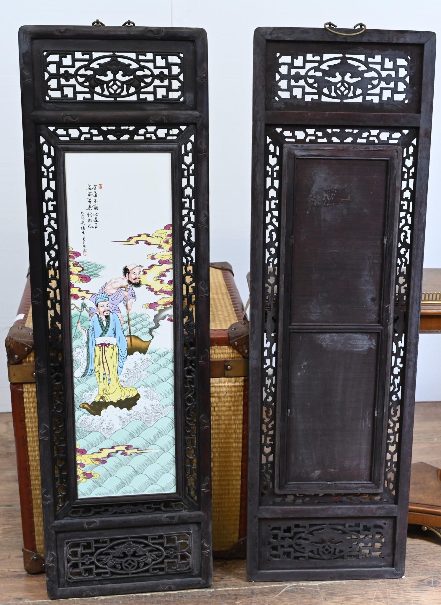 Set Chinese Porcelain Plaques Painted Screens Famille Rose For Sale 4