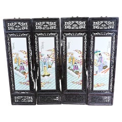 Set Chinese Porcelain Plaques Painted Screens Famille Rose