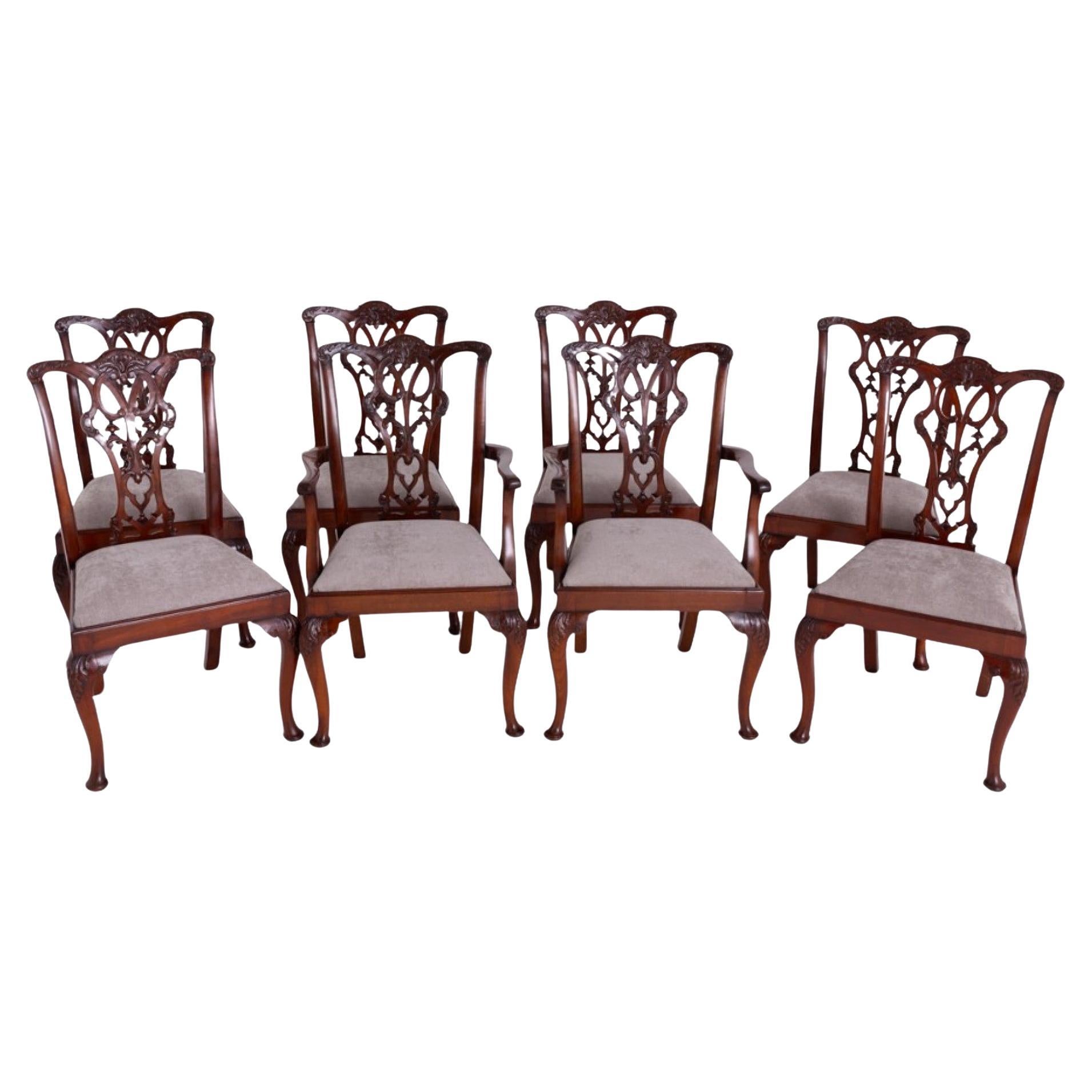 Juego Sillas de Comedor Chippendale Caoba 8