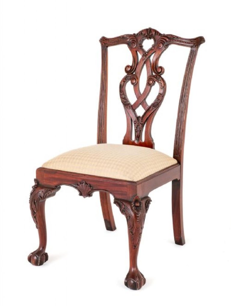 Set Chippendale Dining Chairs Mahogany Ball and Claw For Sale at 1stDibs