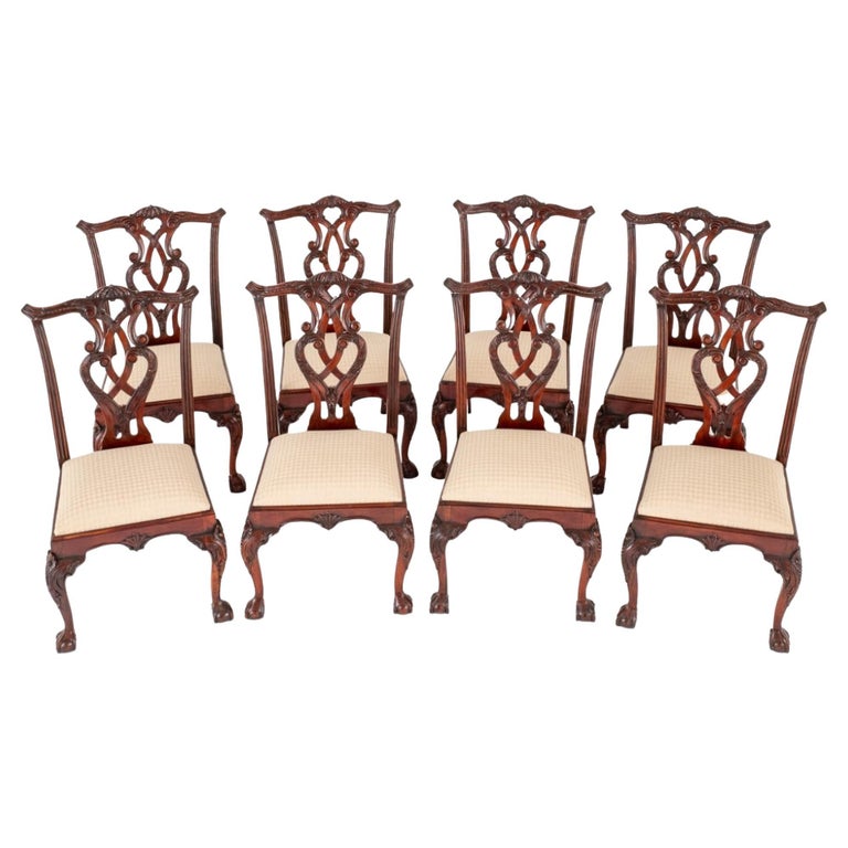 Set Chippendale Dining Chairs Mahogany Ball and Claw For Sale at 1stDibs