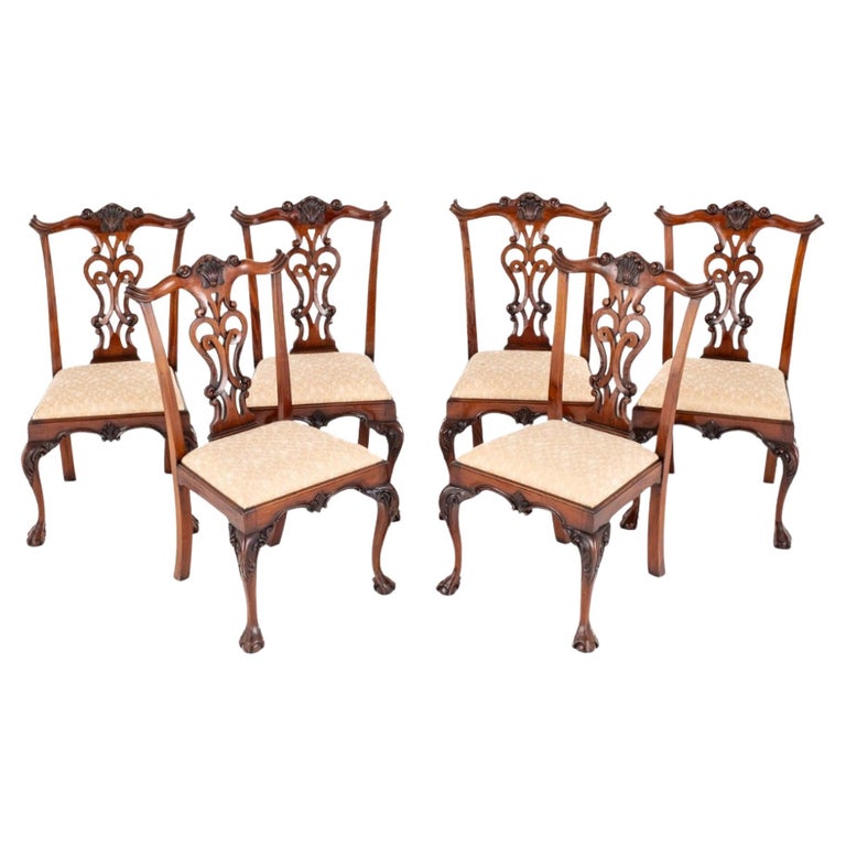 Set Chippendale Dining Chairs Mahogany Ball and Claw For Sale at 1stDibs