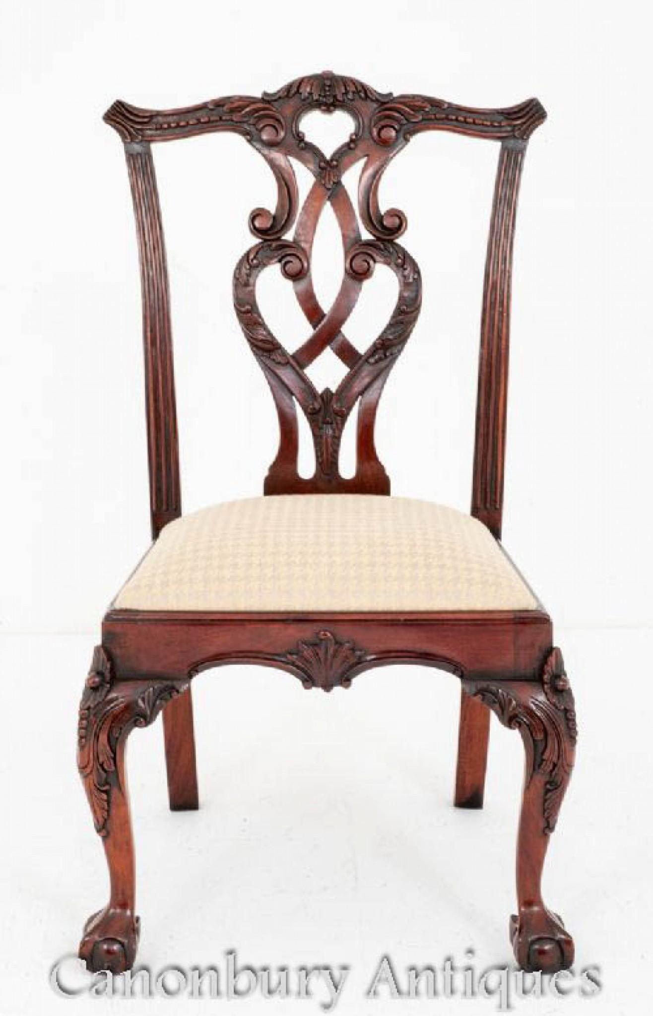 Good Set of 8 Chippendale Style Mahogany Dining Chairs.
Raised upon Cabriole legs with boldly carved Ball and Claw feet, further carvings to the knees and front rails.
Circa 1920
The lift out seats having recently been reupholstered.
The back splats