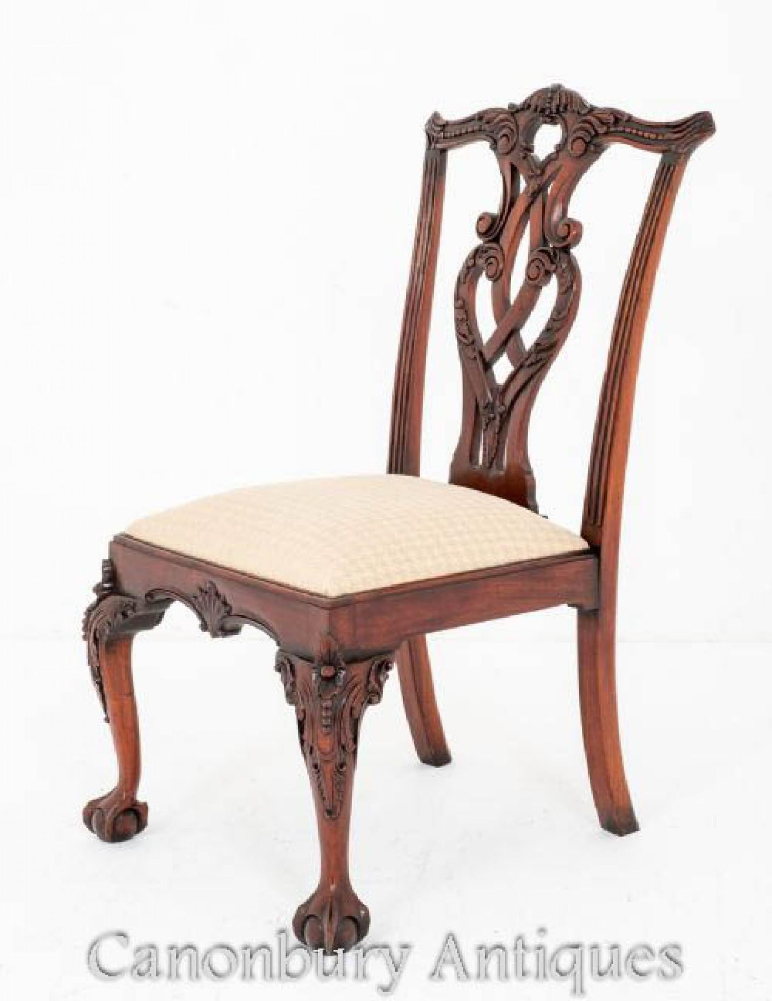Set Chippendale Dining Chairs Mahogany Set 8 In Good Condition For Sale In Potters Bar, GB