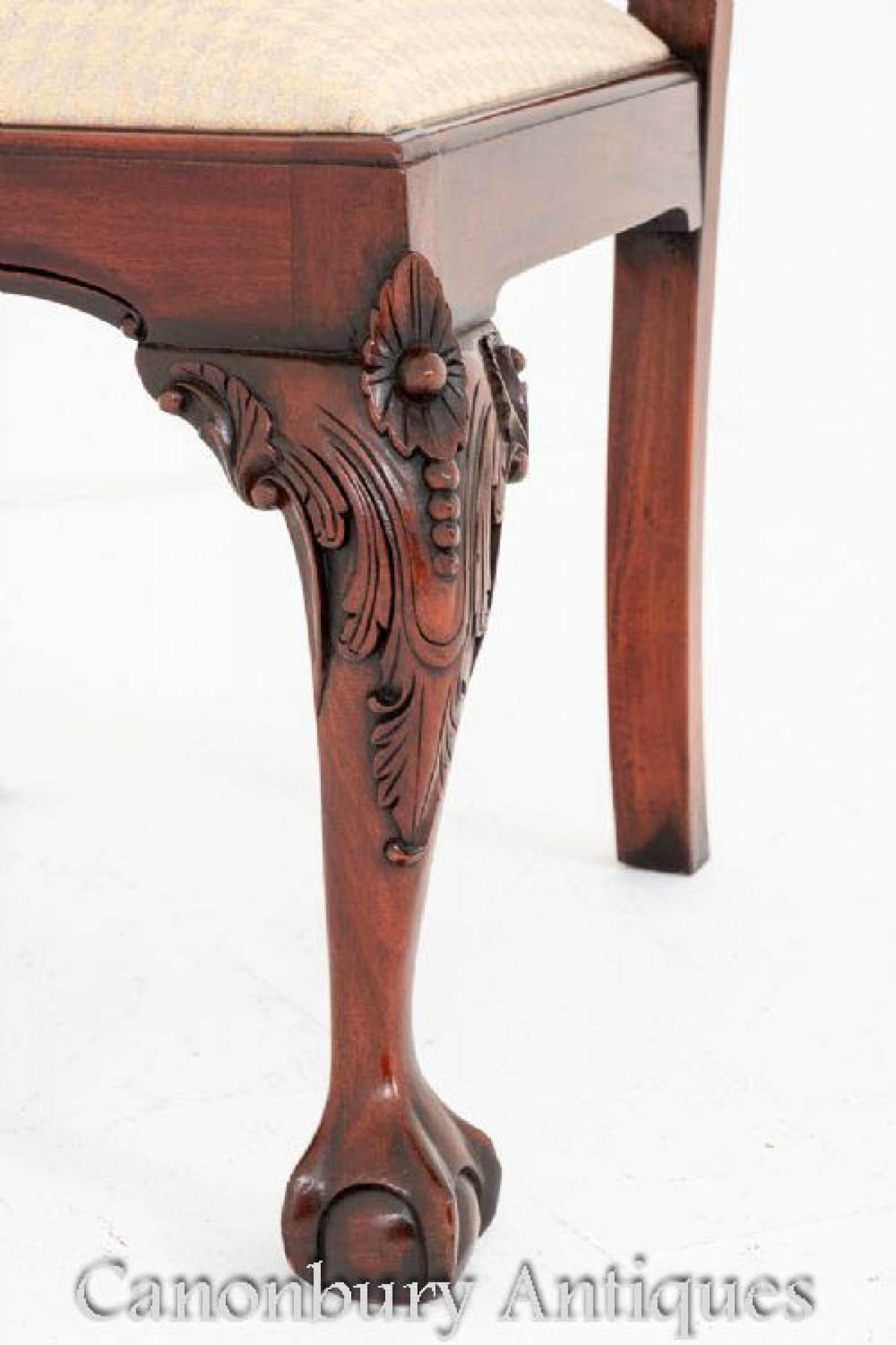 Set Chippendale Dining Chairs Mahogany Set 8 For Sale 1