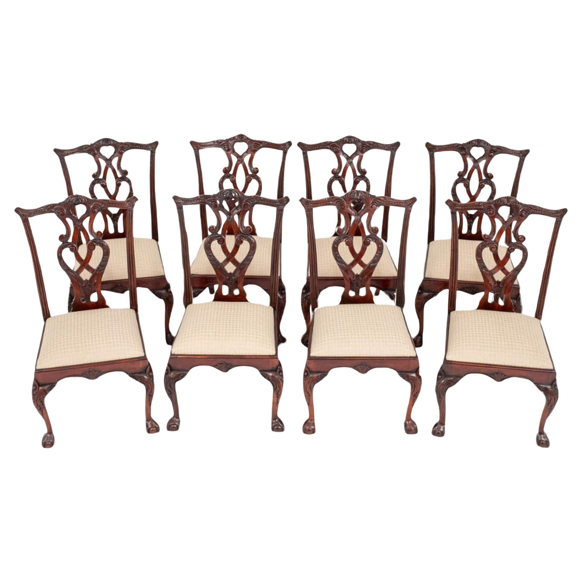 Set Chippendale Dining Chairs Mahogany Set 8 For Sale
