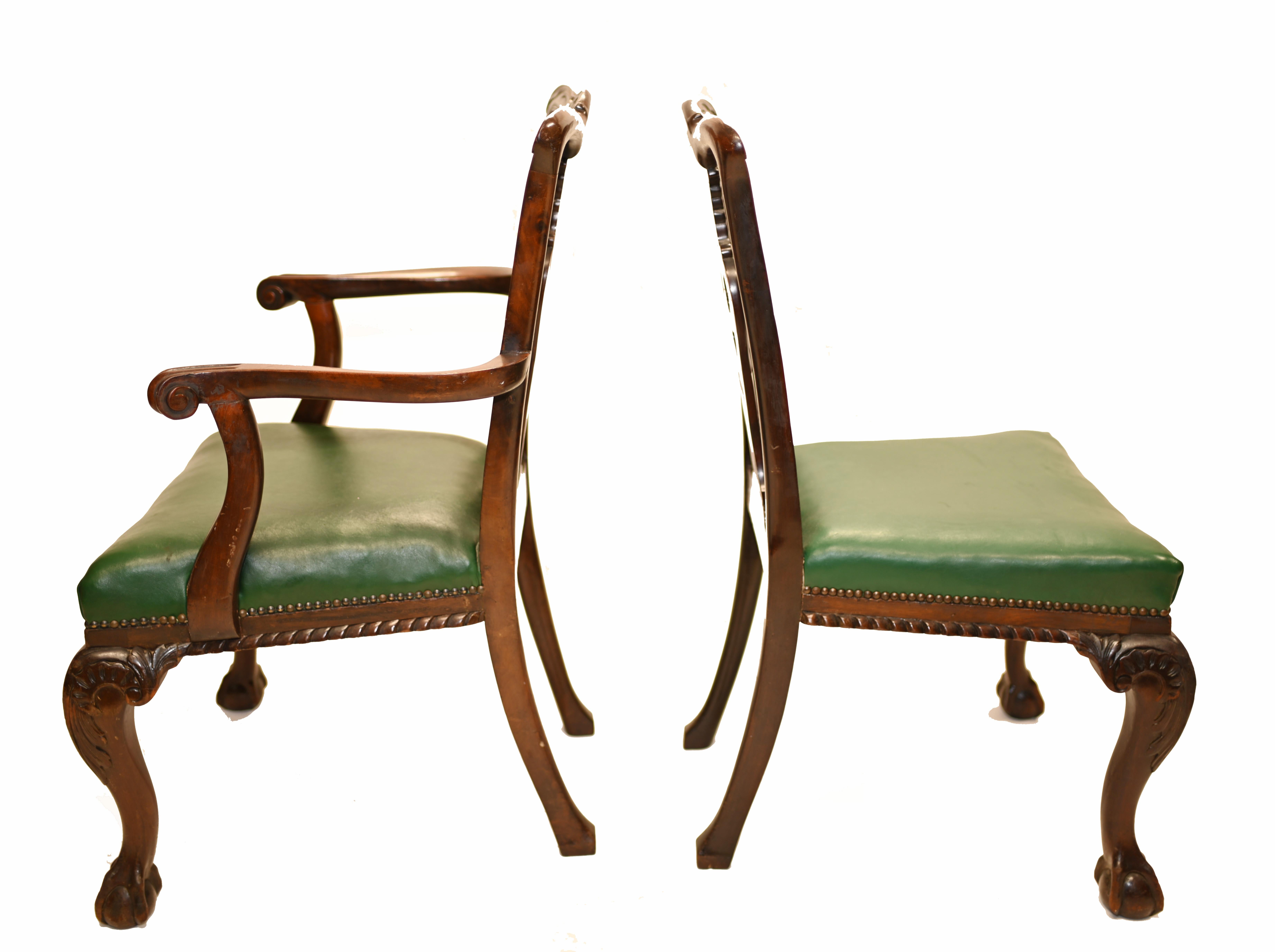 Late 19th Century Set Chippendale Dining Chairs Shoolbred and Co. Antique, 1890 For Sale