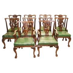 Ensemble de chaises de salle à manger Chippendale Shoolbred and Co Antique 1890