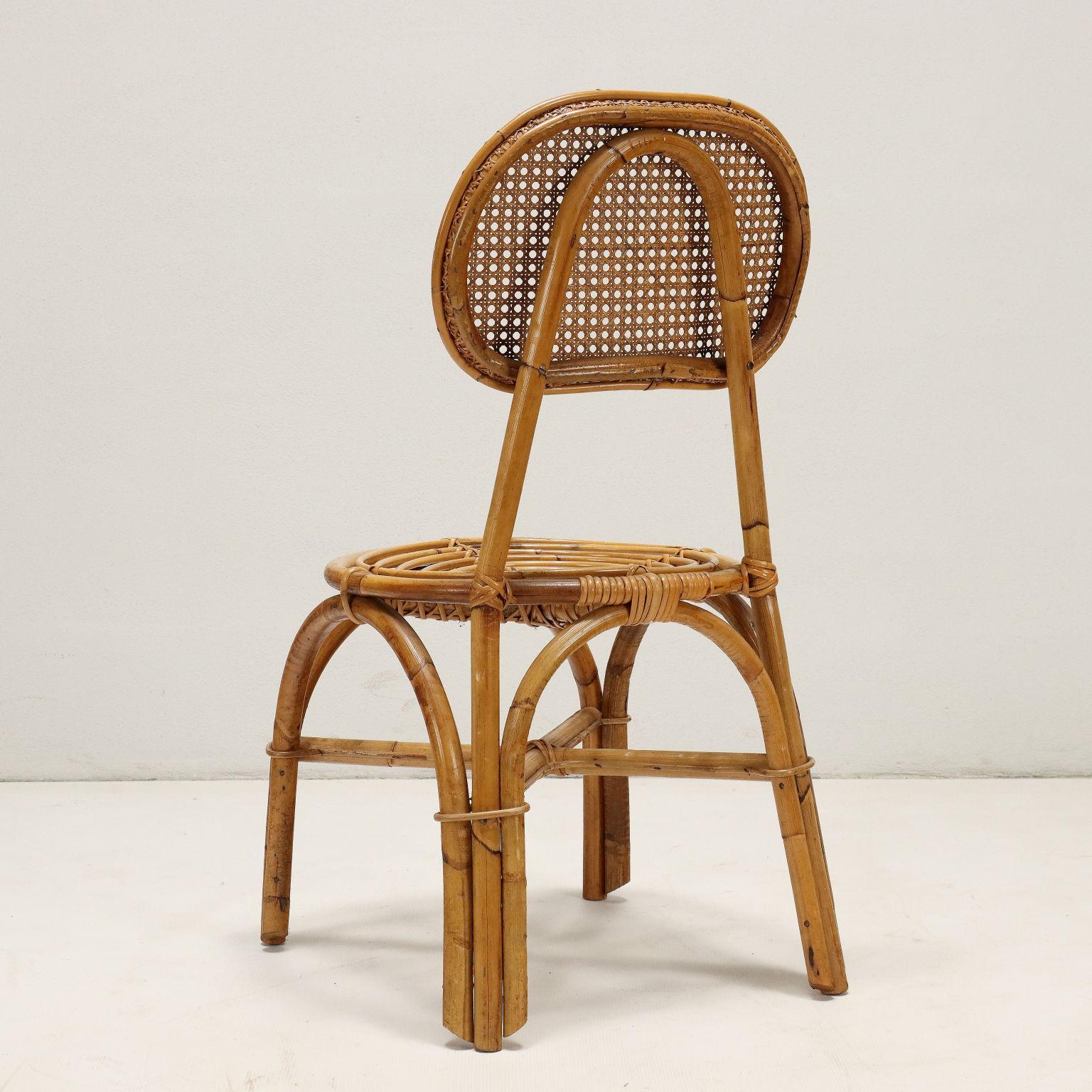 Set of Five 50s-60s Bamboo Chairs For Sale 4
