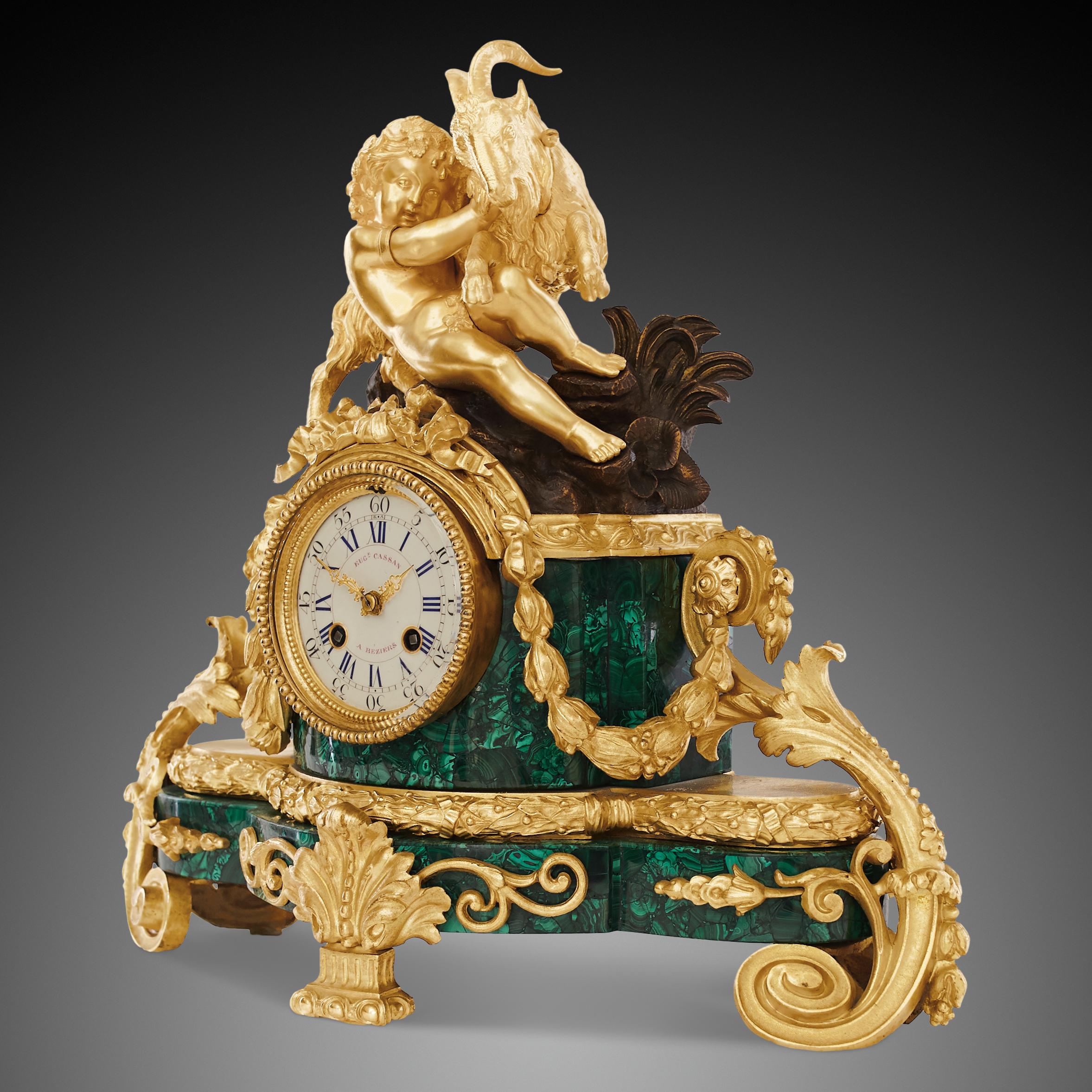 French Set Clock and Candelabra, 19th Century, Louis Philippe Charles X Styl For Sale