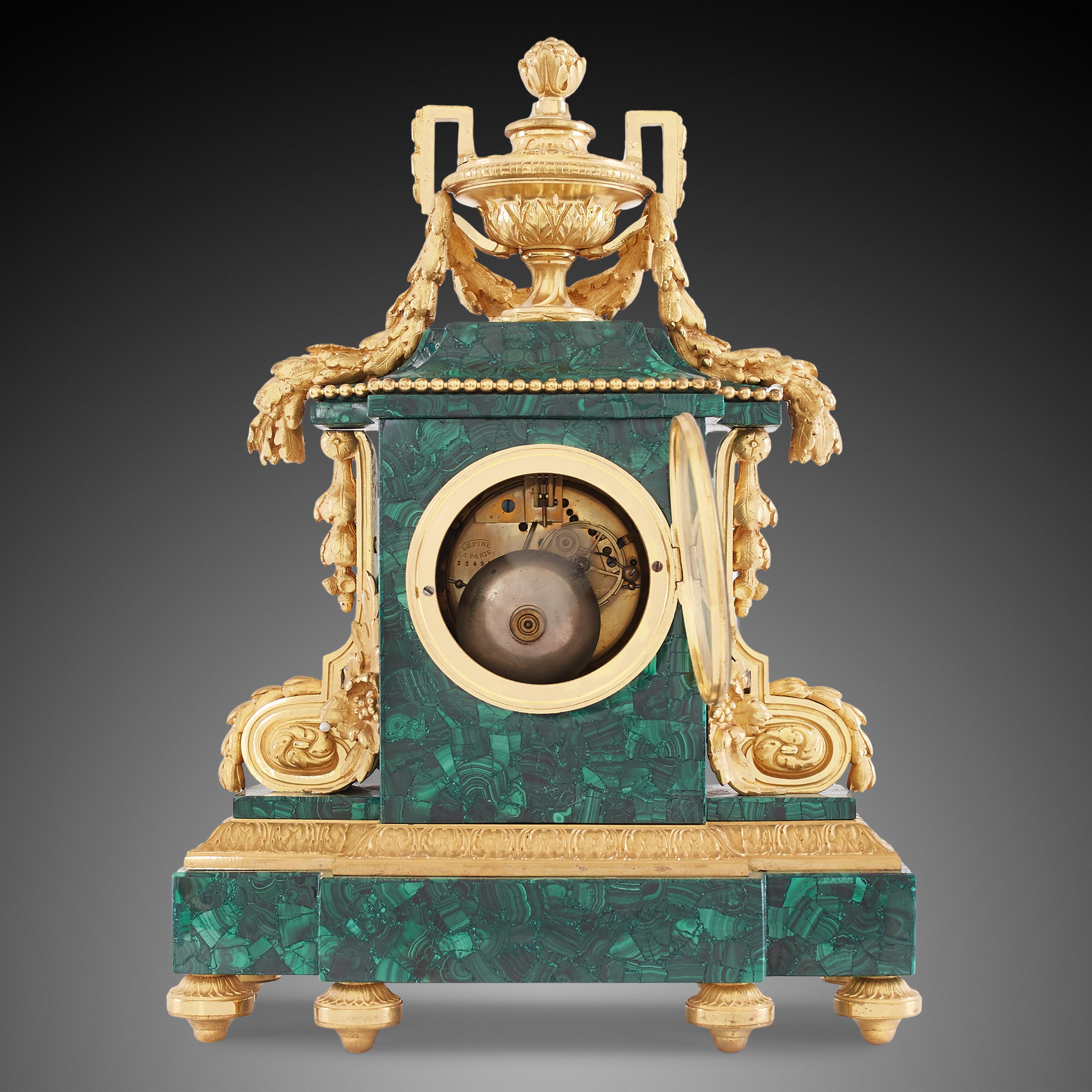 Gilt Set Clock and Candelabra, Style Louis XVI, 19th Century
