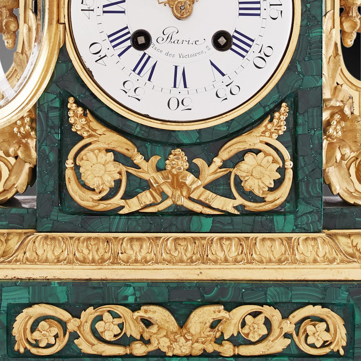 Bronze Set Clock and Candelabra, Style Louis XVI, 19th Century