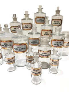 Set Collection Antique Vintage Victorian Glass Apothecary Chemist Bottles Bottle
