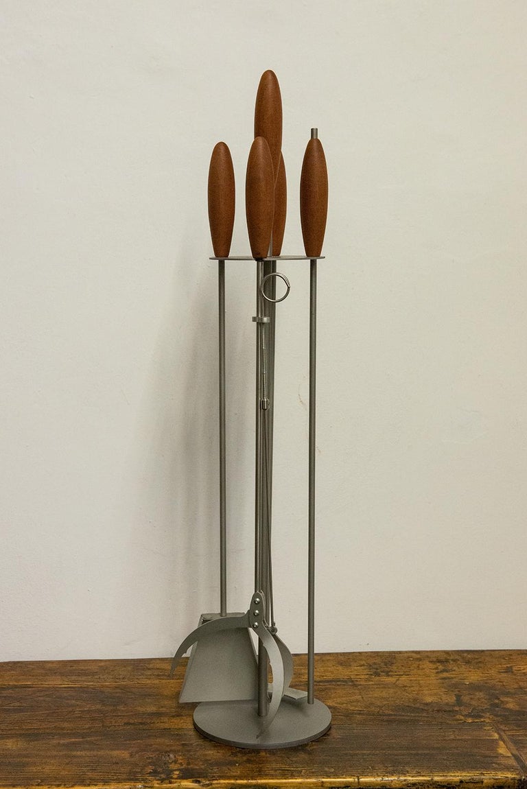 Set Of Complete Modern Fireplace Accessories For Sale At 1stdibs