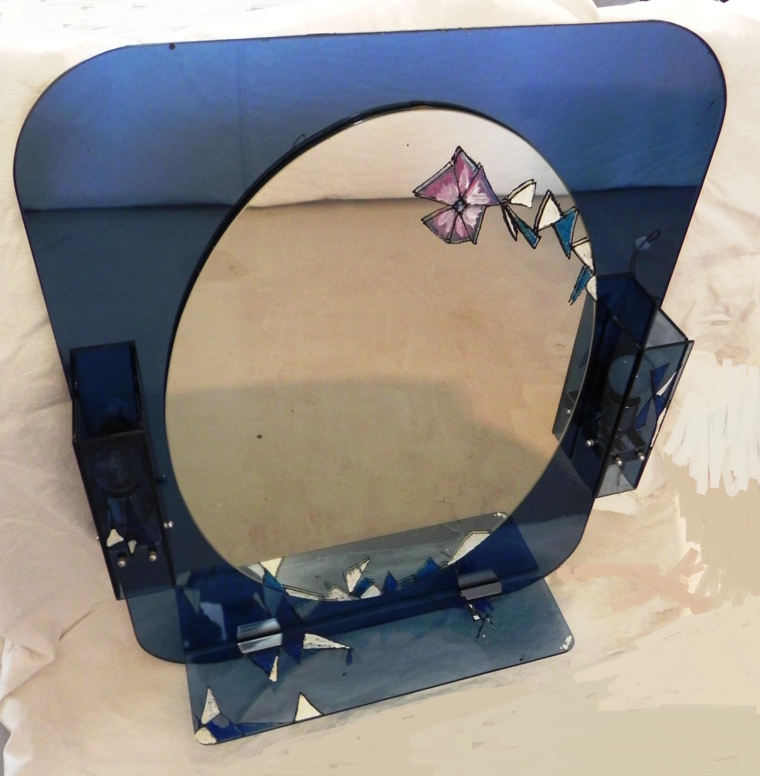 Set con specchio, lampadario e applique da bagno di Veca, anni '60 In Good Condition For Sale In Felino, IT