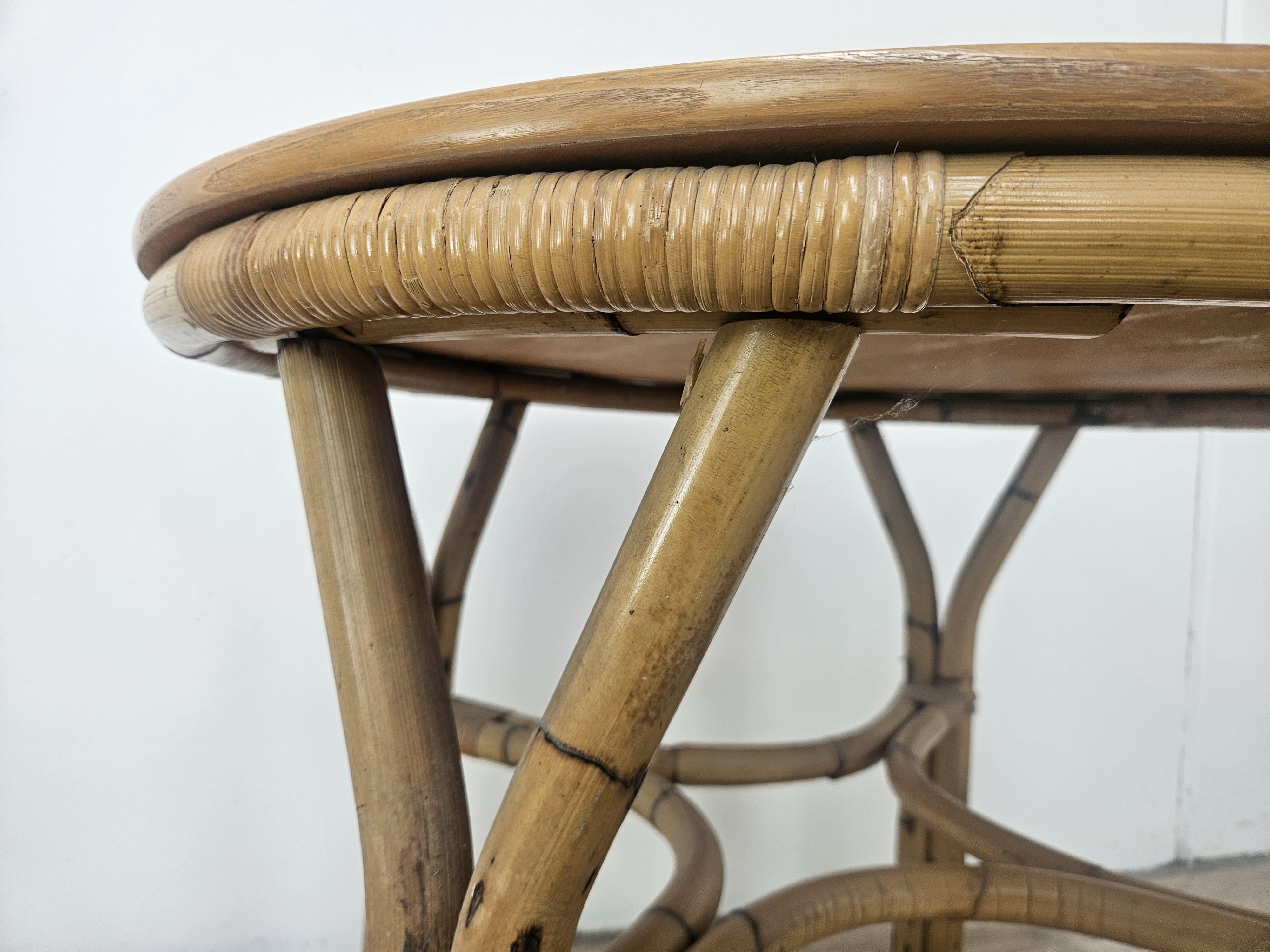 Wicker Set with coffee table and two vintage wicker chairs for outdoor 1970s For Sale