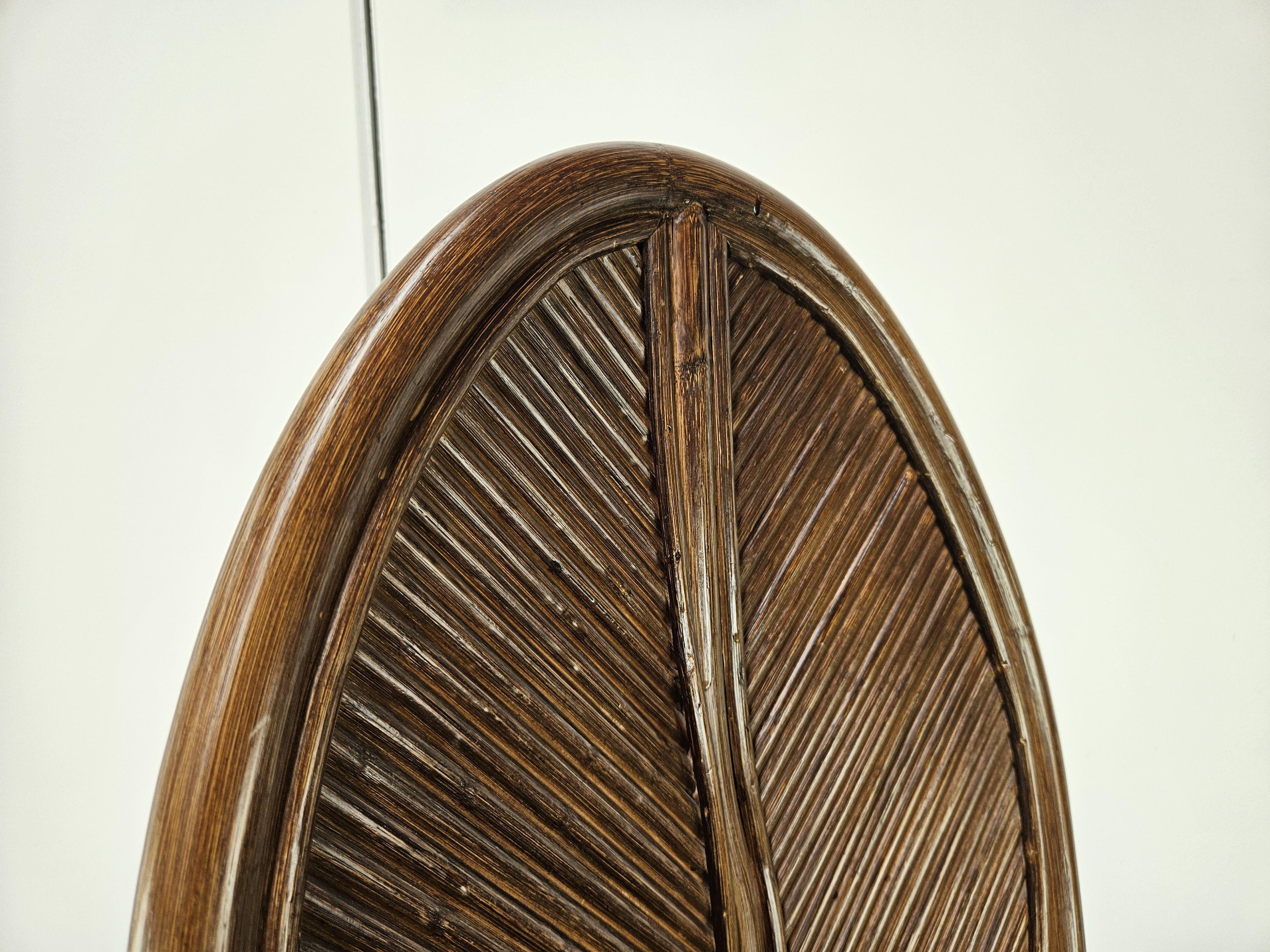 Set with wicker and bamboo table and four chairs by Vivai Del Sud 1970s For Sale 13