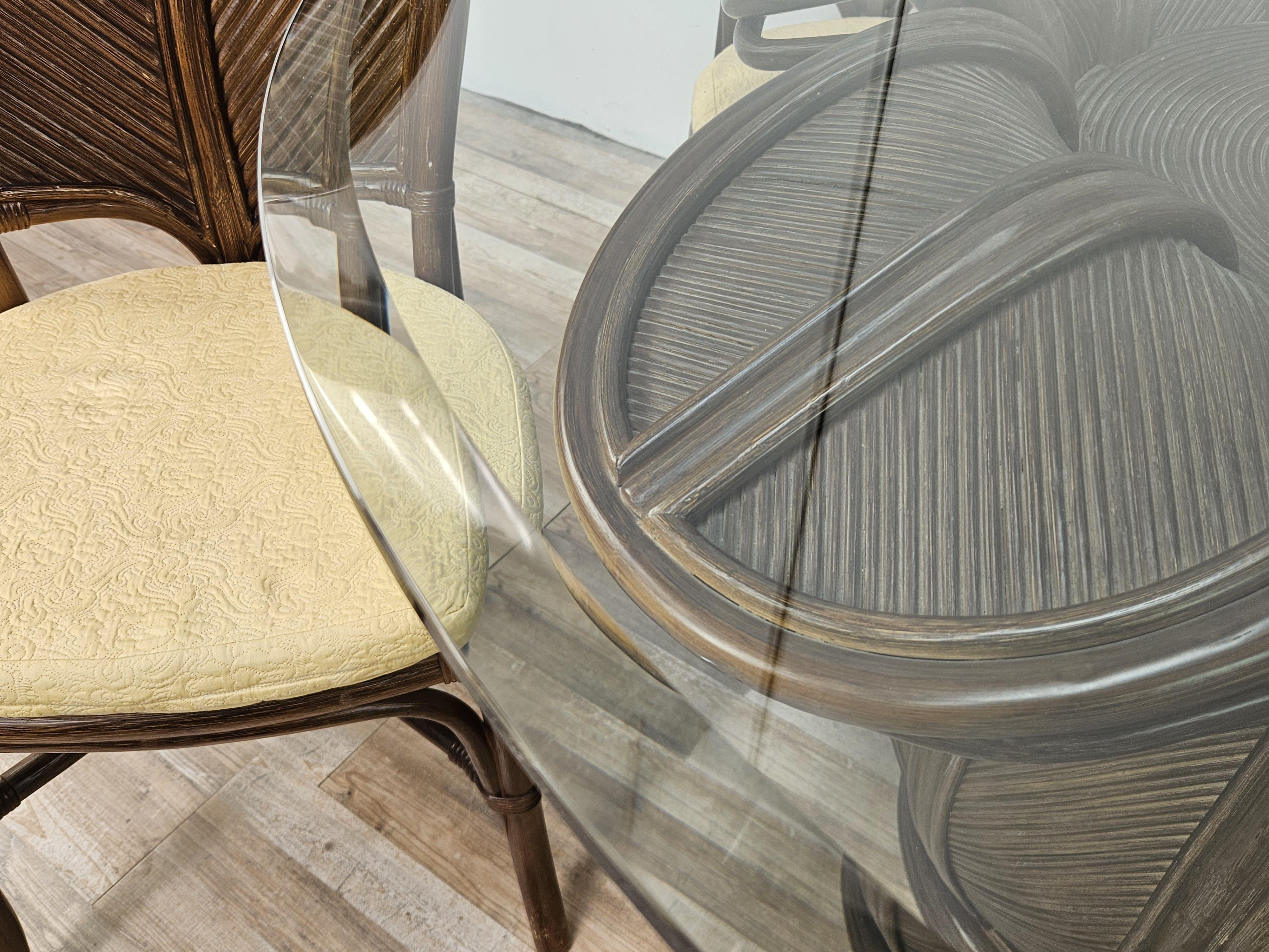 Late 20th Century Set with wicker and bamboo table and four chairs by Vivai Del Sud 1970s For Sale