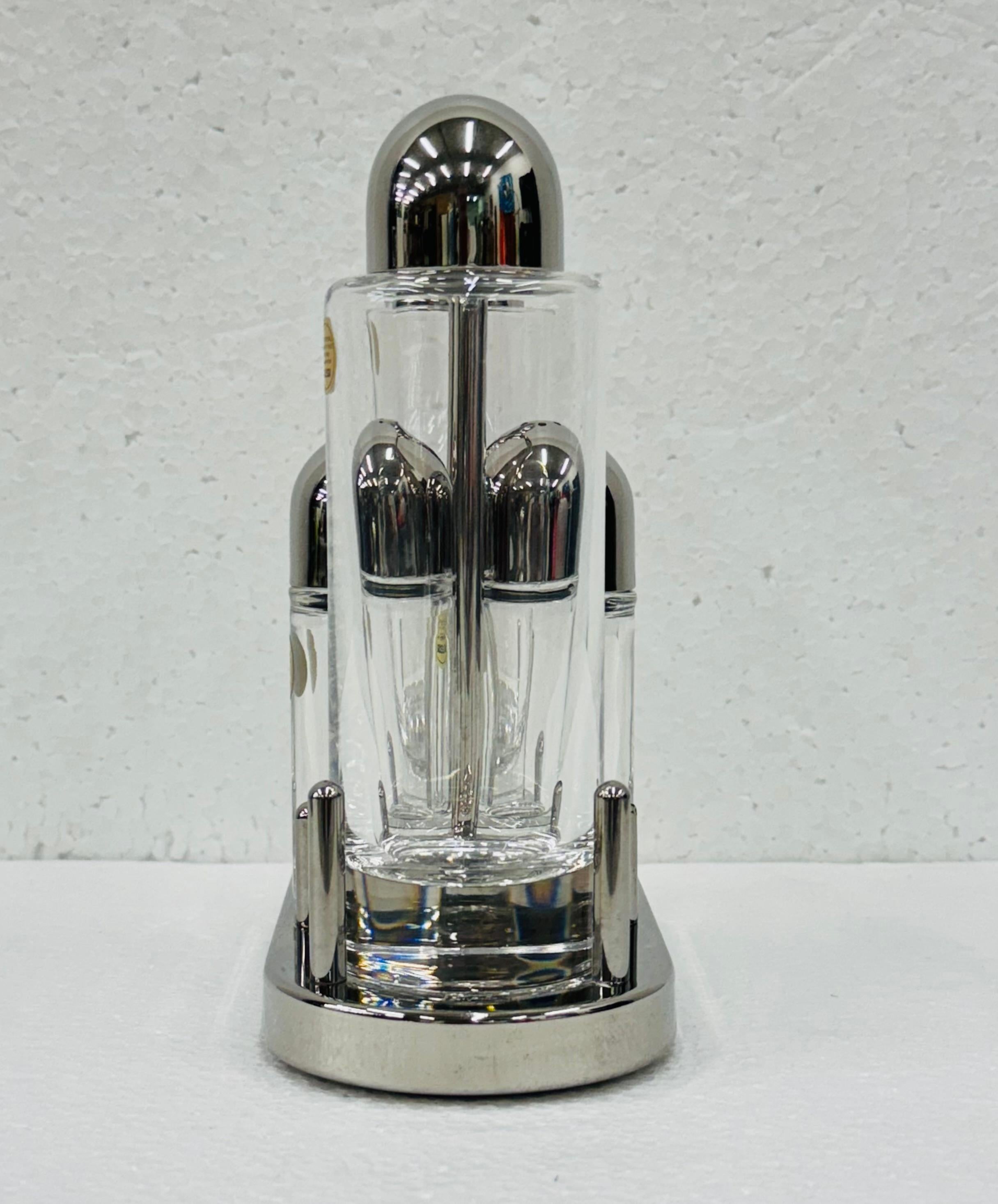 Gewürz- und Käseset  ALESSI / SOTTSASS  70er Jahre Edelstahl und Kristall 1