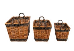 Set Consisting of Three Decorative Wicker Baskets of Different Sizes