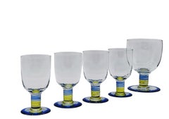 Murano Glass Cup and 4 Glasses Set, Italy 1970s