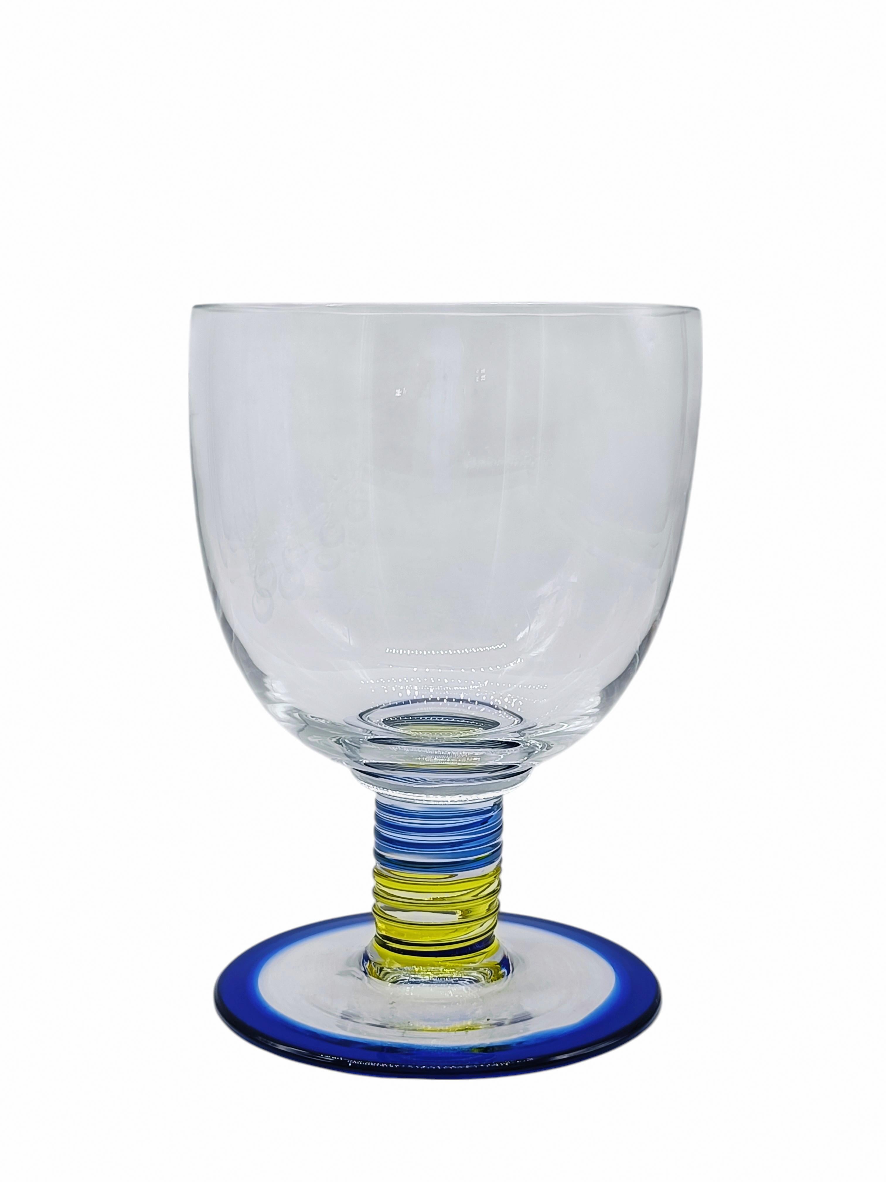 Italian Set Coppa e 4 Bicchieri in Vetro di Murano, Italia 1970s in vendita