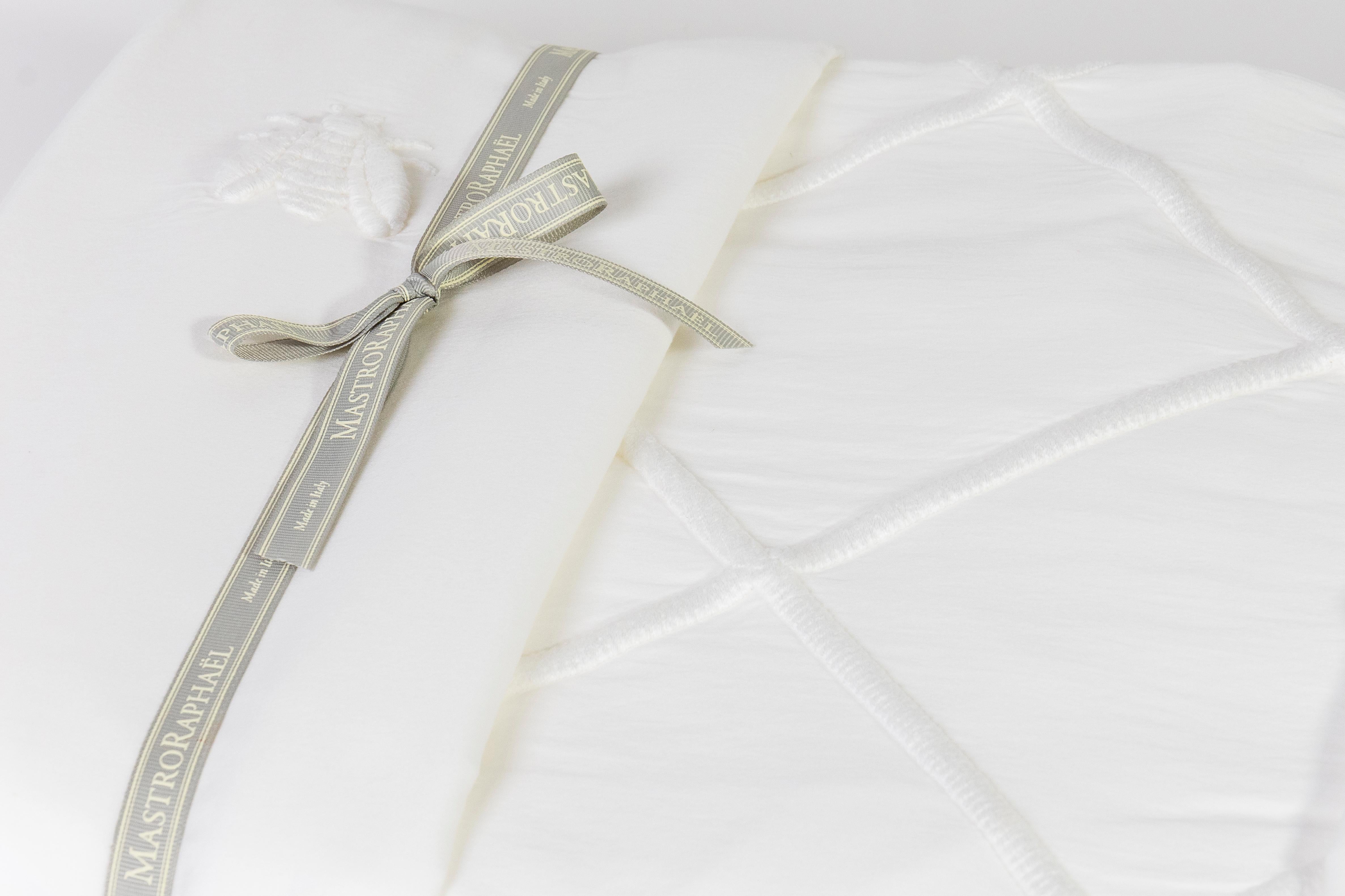 Contemporain Set copripiumino Abeille Merveille ricamo losanghe, color avorio en vente