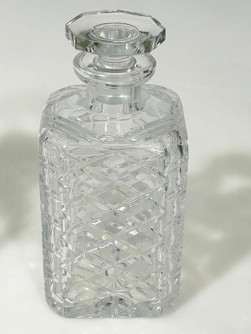 Portuguese Set crystal cut whiskey decanters, one by Atlantis For Sale