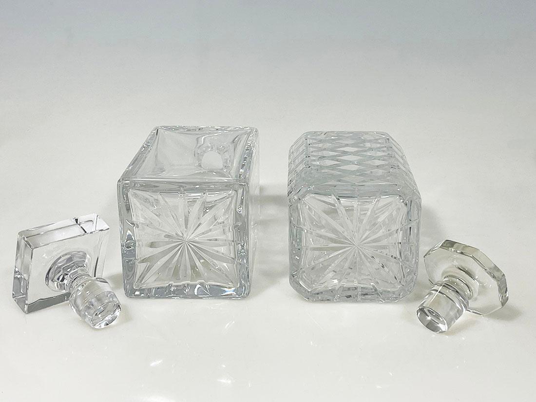 Set crystal cut whiskey decanters, one by Atlantis For Sale 2