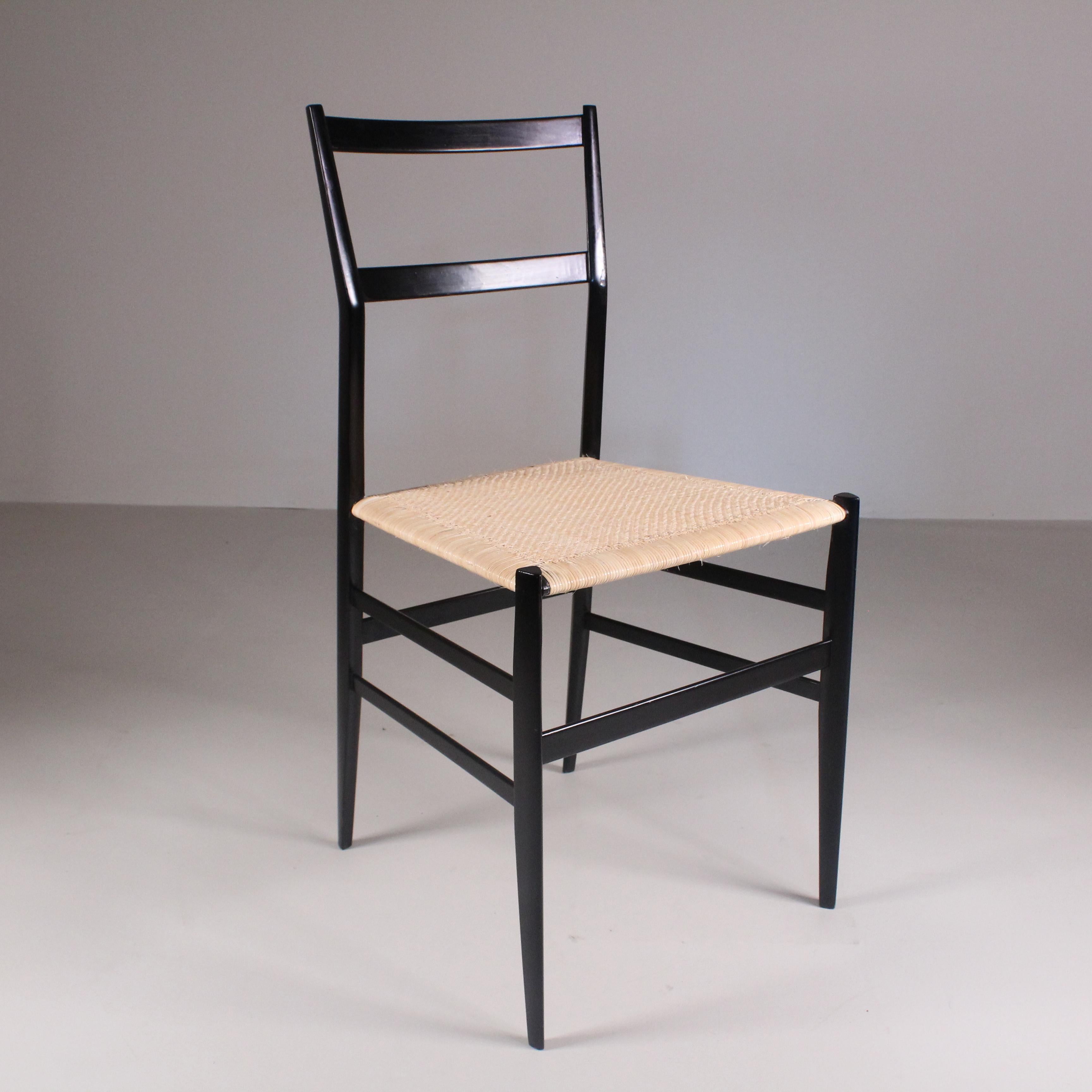 Set d 6 chairs Superleggera, Gio Ponti, Cassina For Sale 3
