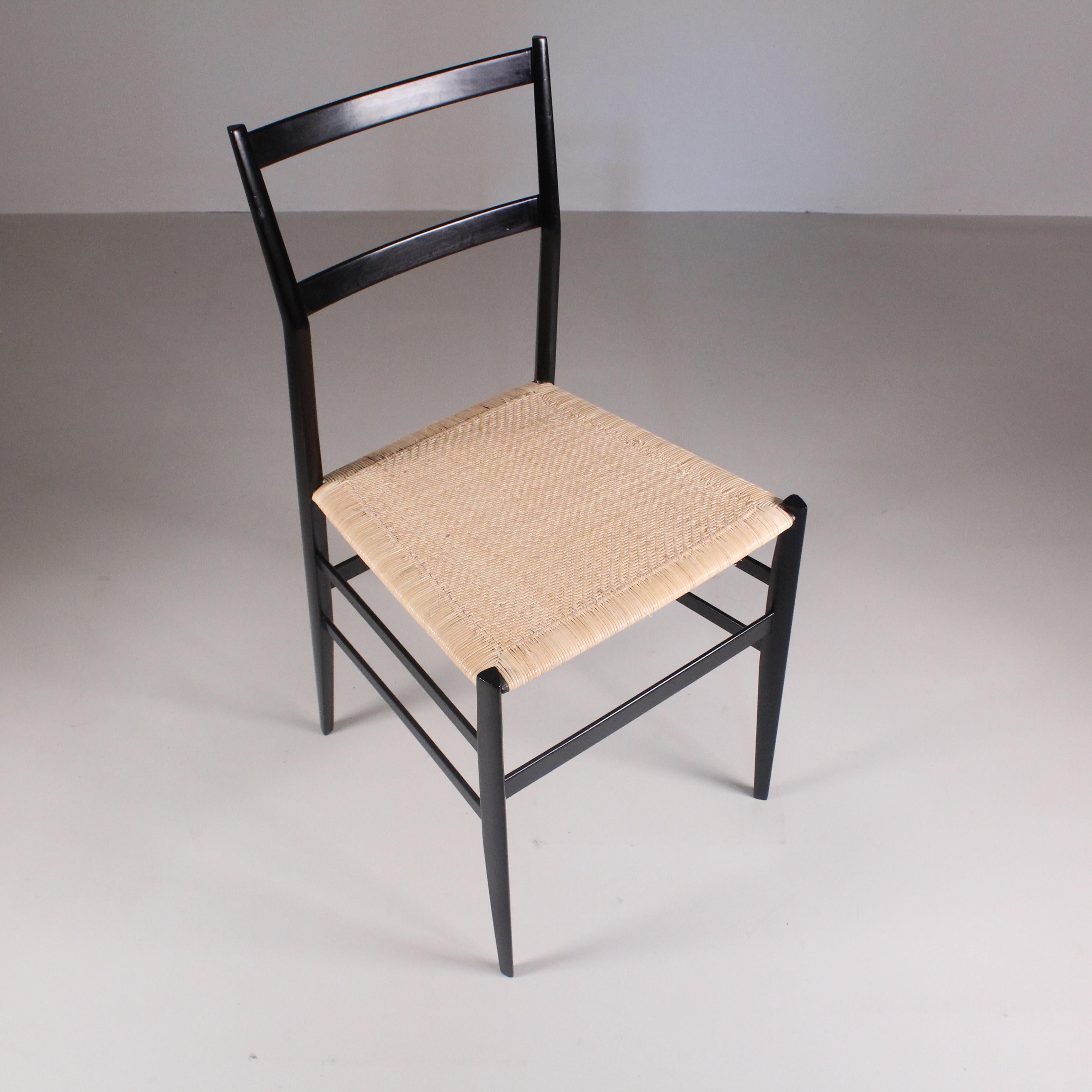 Set d 6 chairs Superleggera, Gio Ponti, Cassina For Sale 5