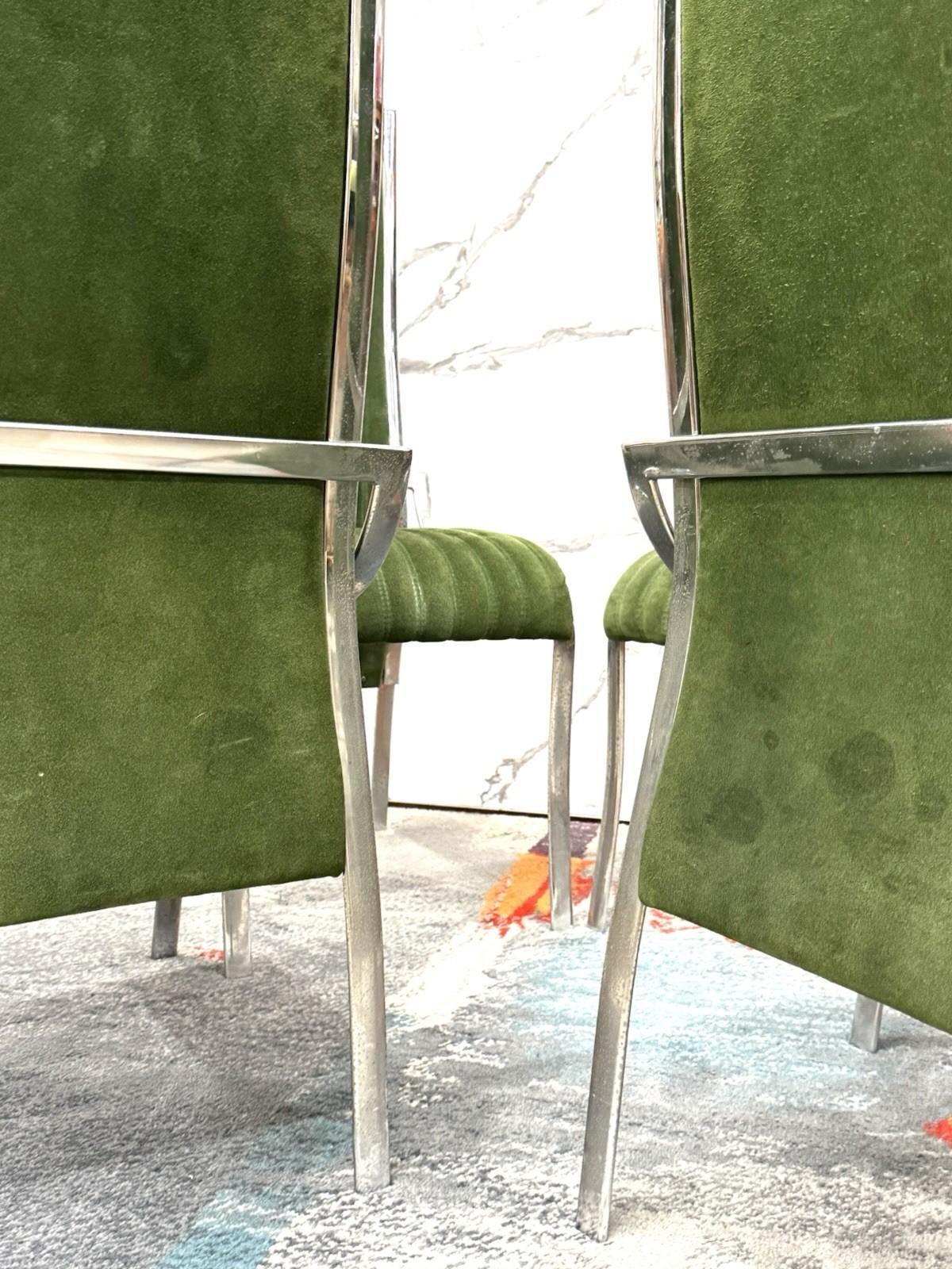 Set Da 4 Sedie Da Pranzo In Acciaio E Alcantara Anni ‘70 For Sale 4