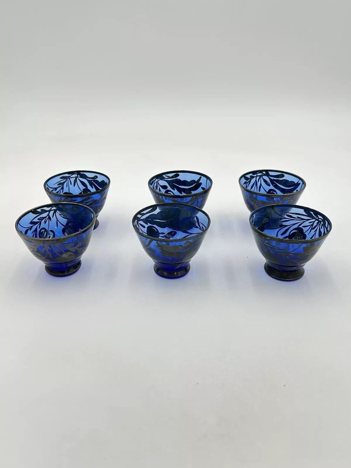 Italian Set Of 6 Art Deco Overlay American Design 1930's Silver Mugs For Sale