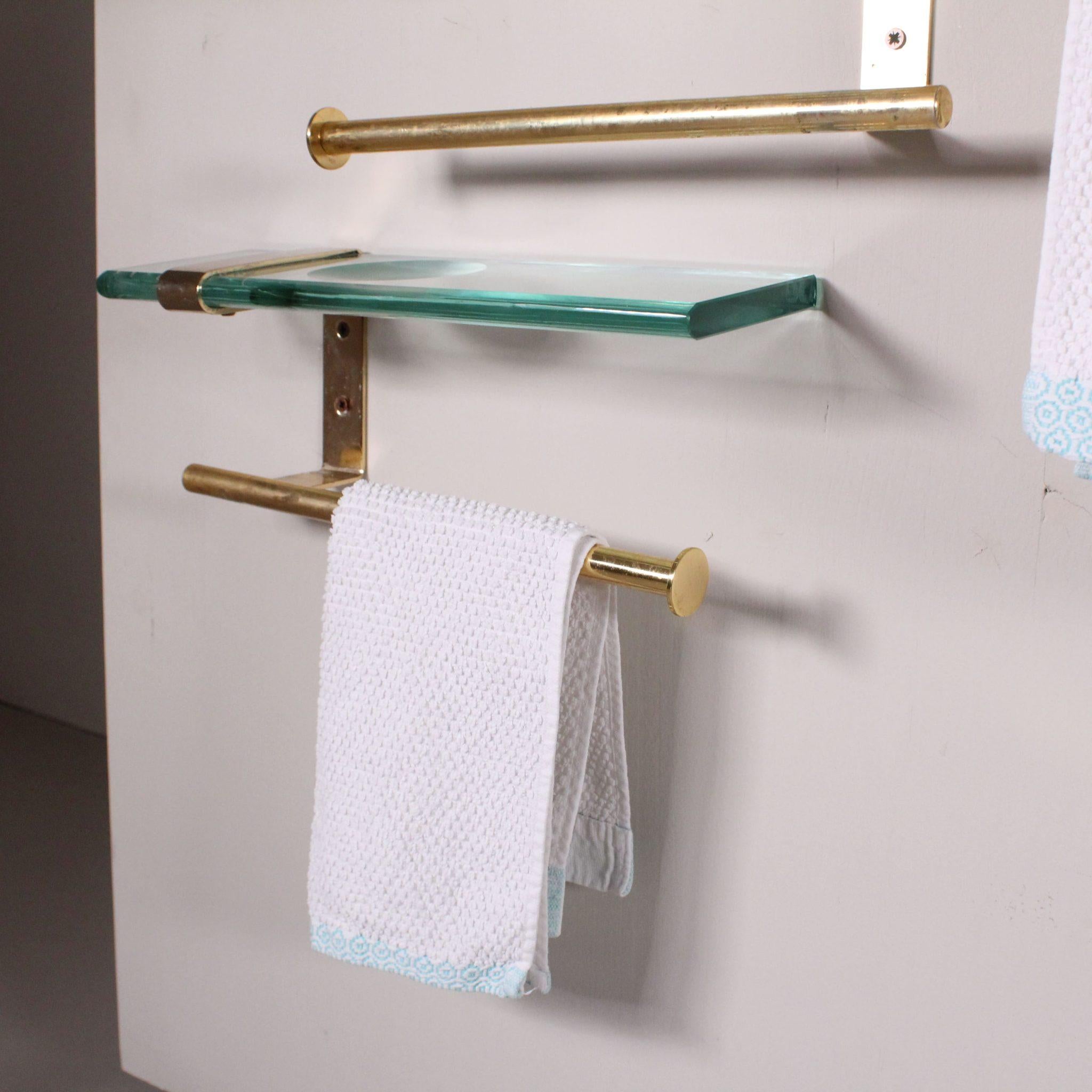 Italian Set da bagno in vetro e ottone, stile Fontana Arte in vendita