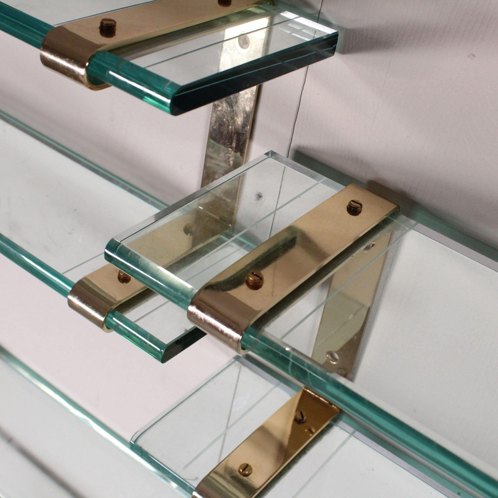 Mid-20th Century Set da bagno in vetro e ottone, stile Fontana Arte in vendita