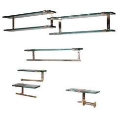 Set da bagno in vetro e ottone, stile Fontana Arte