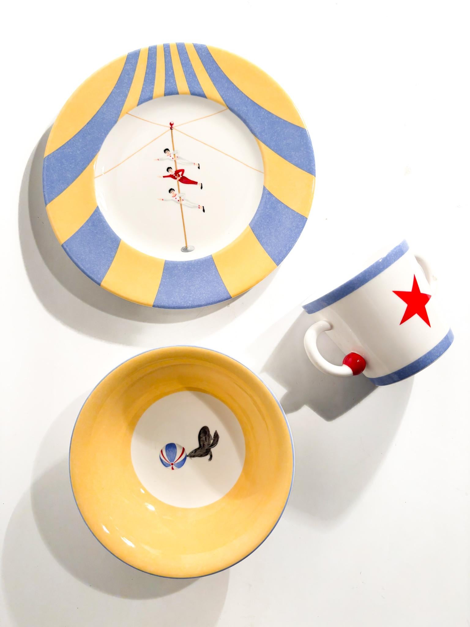 Mid-Century moderno Set da Colazione Hermès 'Circus' in Porcellana Francese Anni 80 in vendita